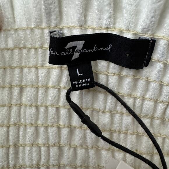 7 For All Mankind Faux Leather Smocked Ruffled Mini Dress Size L NWT - Picture 8 of 10